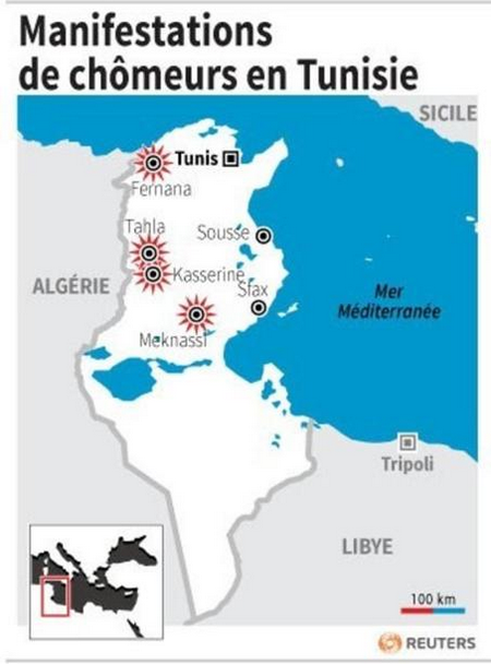 Des manifestations de chômeurs dégénèrent en Tunisie