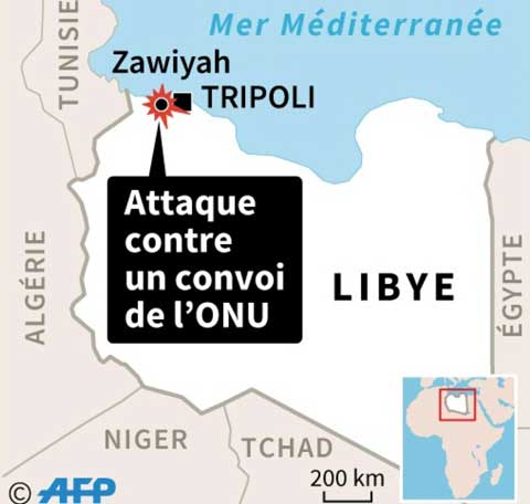 Libye: attaque contre un convoi de l'ONU près de Tripoli (source de sécurité)