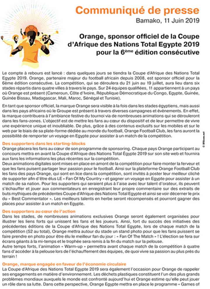 Communiqué de presse Orange Mali