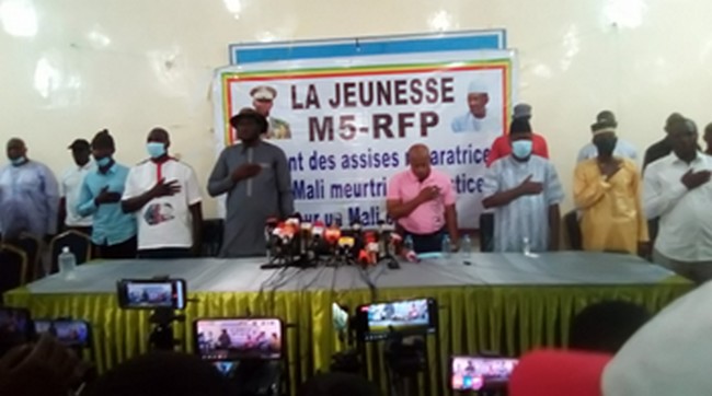 La jeunesse M5-RFP :  « Soutient les assises réparatrices d'un Mali meurtri et la justice pour un Mali équitable »