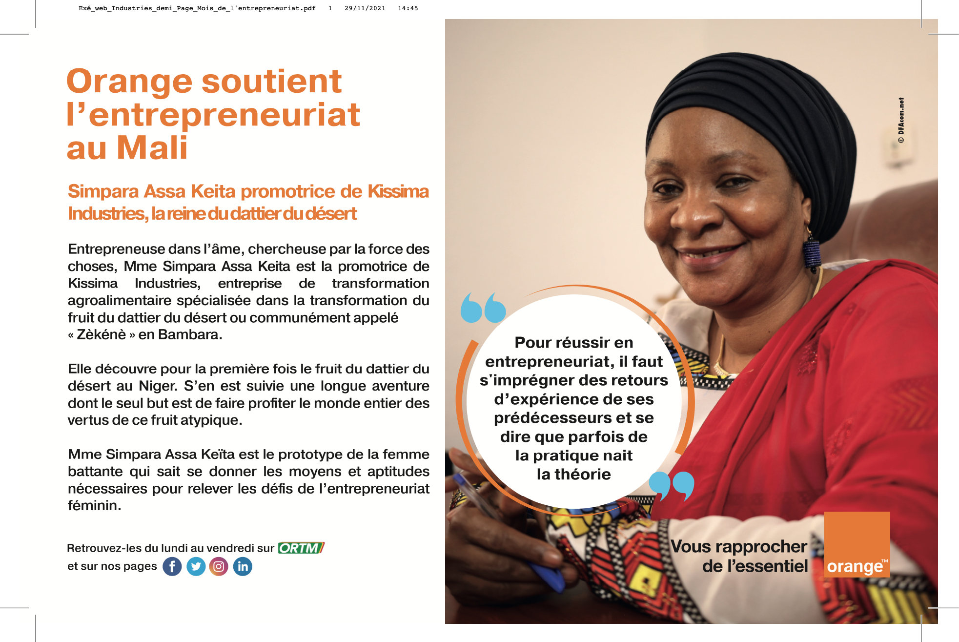 Orange soutient l'entrepreneuriat  au Mali