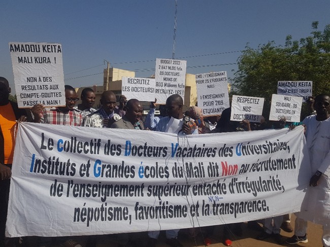 Recrutement au sein des universités, instituts et grandes écoles du Mali : Le collectif des docteurs vacataires s’oppose