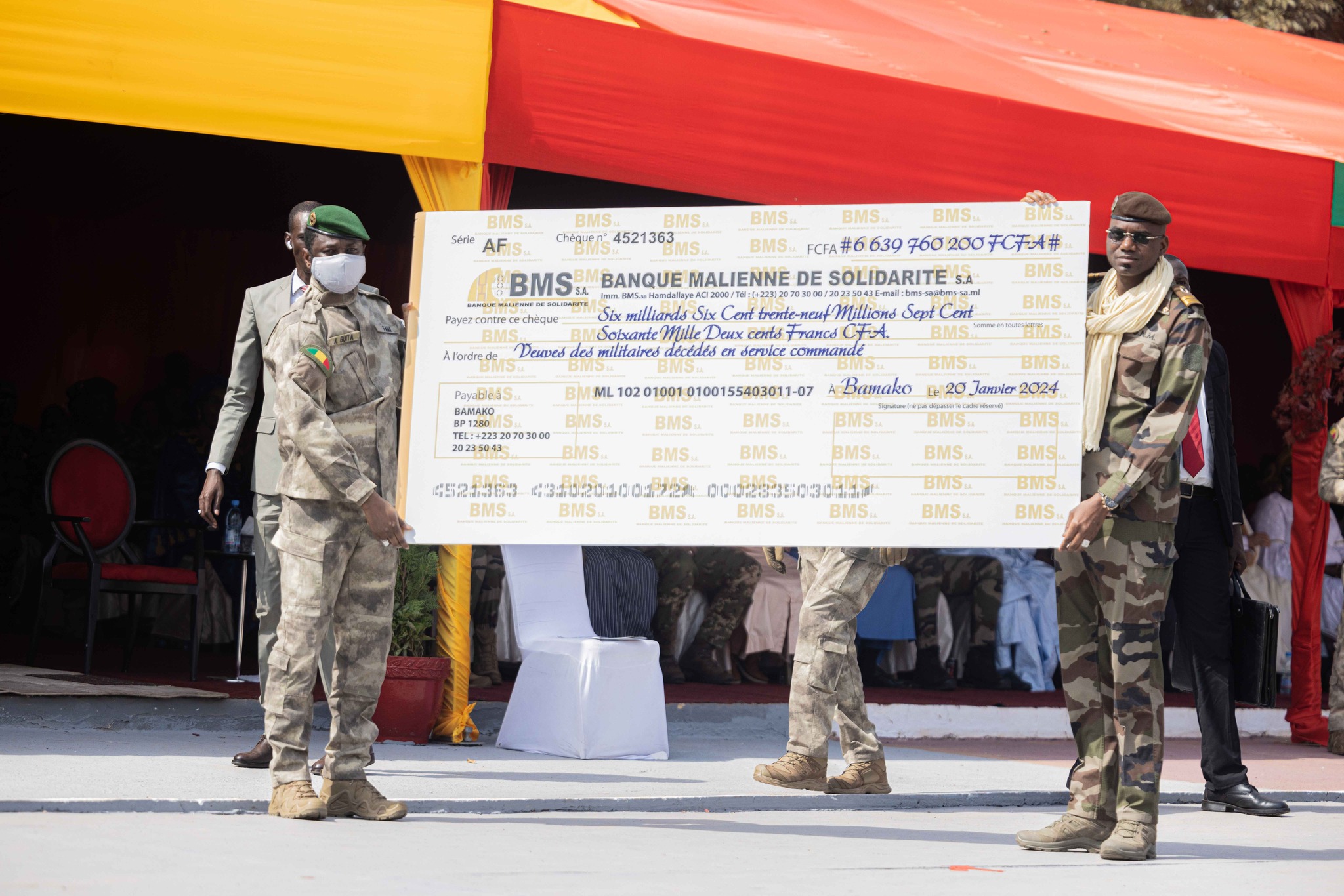 Commémoration du 20 janvier  (création de l'armée malienne) : Un chèque de plus de 6 milliards de F CFA remis au  ministre de la Défense pour les soldats et à leurs familles