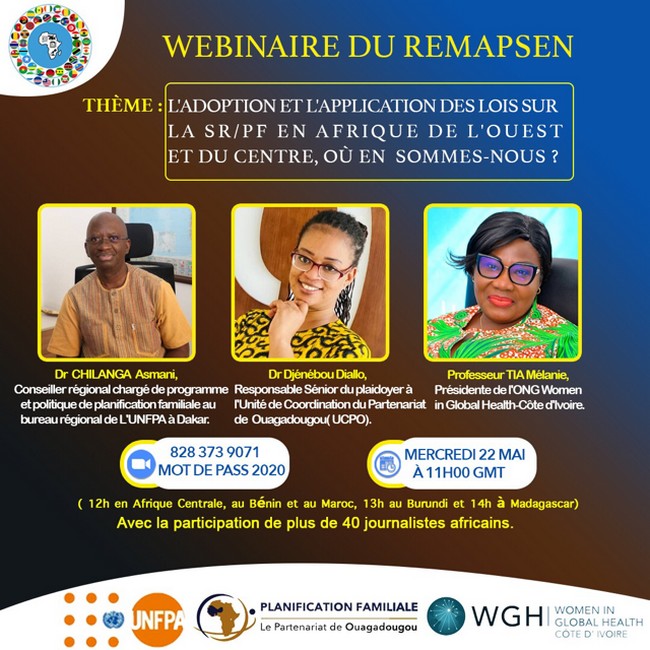 Lois sur la Santé Reproductive et la Planification Familiale en Afrique : Le REMAPSEN fait intervenir des experts de l’UNFPA / UCPO et Women in Global Health